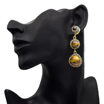 JH SHPIN Prírodného Kameňa Náušnice Ručne vyrábané Šperky Okrúhle Korálky Geometrie Charms Dlhé Náušnice Pre Ženy 2019 Módne Šperky EH0111