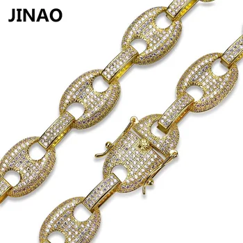JINAO Hip Hop, Rock Mužov Náramky Zlatá/Strieborná Farba Á Ľadový Z AAA Kubický Zirkón Bling Reťazca Náramky 7Inch 8 cm