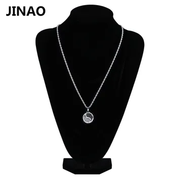JINAO Hip Hop Ľadový Sa Cubic Zirconia Náhrdelník Tai Chi, Zlatá Farba Pozlátený Náhrdelník Prívesok pre Mužov Individuality Luxusné Šperky