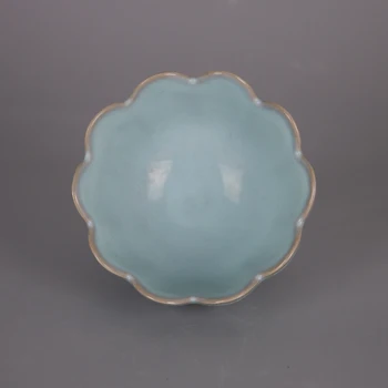Jingdezhen starožitný porcelán (imitácia Pieseň Dynastie Ruyao Tianqing glazúra lotus misy) ľudová zber