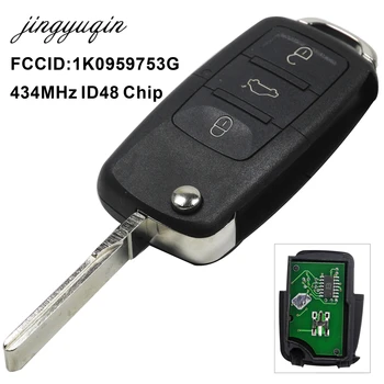 Jingyuqin 10X Auto Diaľkové Tlačidlo ID48 pre 1J0959753 DA /AH /G pre Caddy EOS Jetta Sirocco Tiguantouran Passat Bora, Polo, Golf, Beetle
