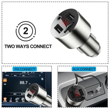 JINSERTA Auto Handsfree Bluetooth 5.0 FM AUX Výstup Mp3 Prehrávač 4.8 Duálny USB Nabíjačka do Auta Podporu U Diskov Prehrávanie Hudby