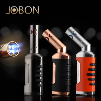 Jobon Nové Zváranie trojitý Horák Turbo Zapaľovač Vonkajšie Cigaru Rúry Kuchyňa Striekacia Pištoľ Jet Ľahšie BBQ Vetru Gadgets Pre Mužov