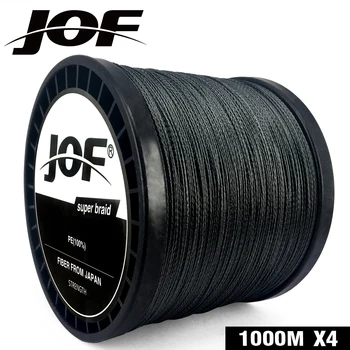 JOF PE Pletená vlasec Black multifilných Rybárske Kábel 4 Pramene 100M 150M 300M 500M 1000M 2019
