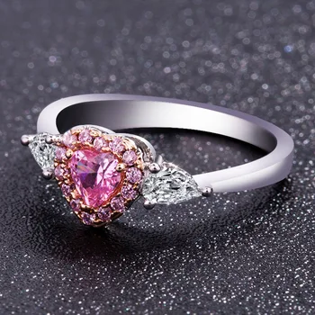 JoiasHome 925 sterling silver ženy krúžok romantické ružové tvare srdca crystal žena jemné šperky svadobný dar veľkosti 5-10