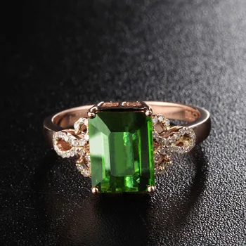 JoiasHome Striebro 925 Prsteň S Veľkým Obdĺžnik Emerald Drahokam Ženy Jemné Šperky Duté Vyrezávané Rose Gold Color Veľkoobchod Darček