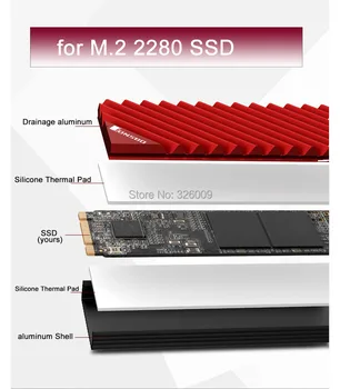 Jonsbo M2-3 M. 2 2280 SSD Pevný Disk Hliníkový Chladič s Termálnou Pad pre Stolné PC, Počítač chladiaci systém, príslušenstvo