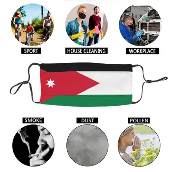 Jordánsko Vlajka Unisex Non-Jednorazové Úst Tvár Masku Prachu Ochranný Kryt Respirátor