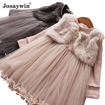 Josaywin Deti Oblečenie Šaty pre Dievčatá Dlhý Rukáv Jeseň Zimné Dievčenské Šaty Vestidos Teplé Noriek Bežné Princezná Dievčatá Šaty