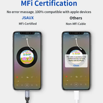 Jsaux Pfi Lightning konektor 3,5 mm Jack, Aux iPhone Kábel pre Slúchadlá, Adaptér, iPhone adaptéry pre iPhone 11 12 Pro Audio Splitter Kábel