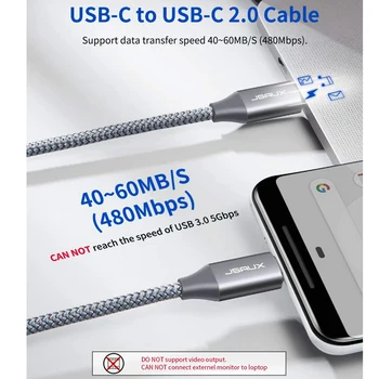Jsaux USB C Kábel Usb c do Usb C PD100W USB Typu C Nabíjací Kábel pre MacBook Pro iPad Pro 2020 Samsung S10 S20 Rýchlu Nabíjačku 3m