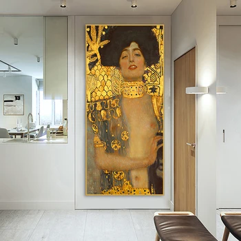 Judith a Holofernes Gustav Klimt Klasické Umelecké Plátno Tlačiť Maľovaní Plagátov A Potlačou, Zlaté obrazov na Stenu pre Home Decor