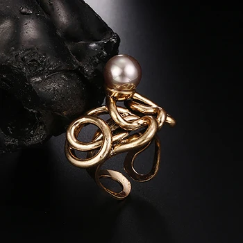 JUJIE Snubné Prstene Pearl Krúžok Pre ženy Twist geometrie nastaviteľné prst prsteň, Šperky Ženské Dary
