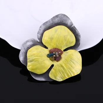 JUJIE Vintage Yellow Smalt Kvet Brošňa Pre Ženy 2019 Multicolor Kameň Brošňa Kolíky Pre vrchné oblečenie Rastlín Šperky Dropshipping