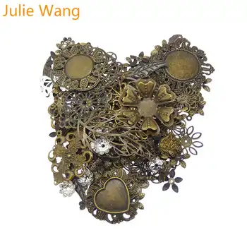 Julie Wang 50g/Pack Vintage Zmiešané Kvet, List Antickej Farby Železa Charms Prívesky, Náhrdelníky Nálezy Šperkov, Takže Príslušenstvo