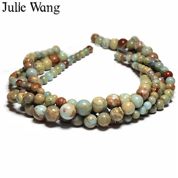 Julie Wang 93PCS 4 mm Prírodné Kolo Snakeskin Modrá Shoushan Kameň Korálky Pre Neckalce Prívesok Náramok Šperky, Takže Príslušenstvo