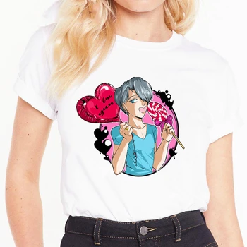 Jurij na Ľade Japonské Anime Žien T Letné Tričko Krátky Rukáv Žuvanie Vtipné Tričko Topy Ženy T-shirt Žena