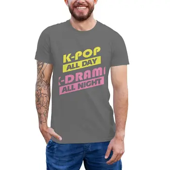 K Pop T Shirt K-Pop Celý Deň K-Dráma Celú Noc T-Tričko Bavlna Úžasné Tee Tričko Vytlačené Tričko