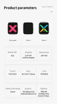 K10 Smart Hodinky Série 6 Muži Ženy Smartwatch Podporu Bluetooth Sim Hovorov TF Karty, Prehrávanie Hudby Na Android&IOS Telefón PK W26 X6-T500