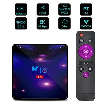 K10 Smart TV Box iptv 4K 8K Android 9.0 Set-Top Box HDR Amlogic S905X3 4GB 5G 32GB, Wifi, bluetooth 1000M LAN na Youtube