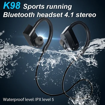 K98, Vodotesné Slúchadlá Šok Basy Stereo Športové Bezdrôtové Bluetooth Slúchadlá Slúchadlá Black Red блютуз гарнитура kulaklık