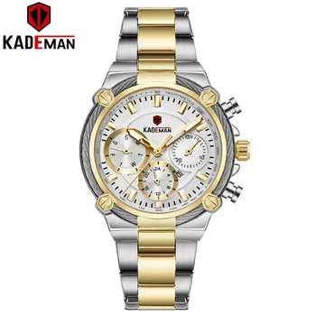 Kademan Lady Hodinky s Jedinečným Dizajnom Luxusné Šaty Žien Náramkové hodinky 3TAM Plnej Ocele, Quartz Hodinky Módne darček Relogio de mulher
