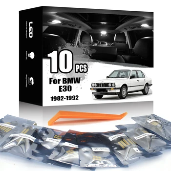 KAMMURI 10Pcs Biela, Canbus Pre BMW radu 3 E30 M3 Coupe interiérové LED Blesku Zásobník batožinového priestoru špz svetla Kit (1982-1992)