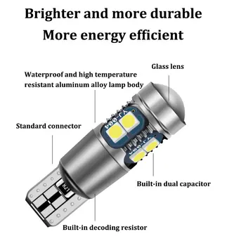 KAMMURI 2X Žiadna chyba 198 T10 W5W Led žiarovka pre Nissan krčma pri ceste 2011-Odbavenie Parkovacie Svetlá Obrysové žiarovky Xenon Biela