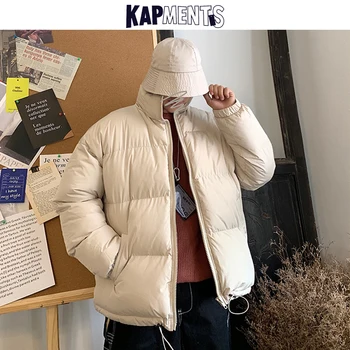 KAPMENTS Mužov Harajuku Farebné Bubliny Kabát Zimná Bunda 2020 Mens Streetwear Hip Hop Vetrovka kórejský Čierne Šaty Puffer Bundy