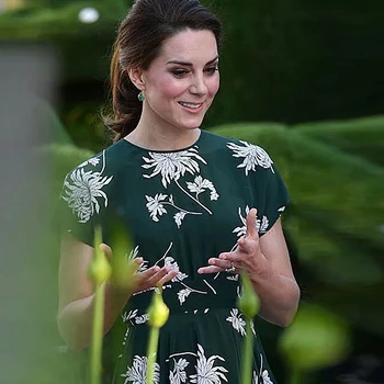 Kate Middleton Kvalitné Letné Novej dámskej Módy Strany Bežné Kancelárske Vintage Elegantná, Chic Gentlewoman Tlač Midi Šaty
