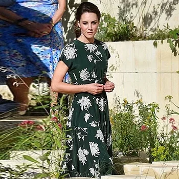 Kate Middleton Kvalitné Letné Novej dámskej Módy Strany Bežné Kancelárske Vintage Elegantná, Chic Gentlewoman Tlač Midi Šaty