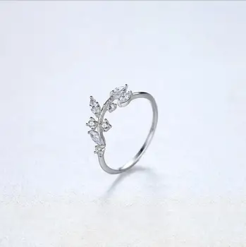 Kawada kórejský 925 Sterling Silver Módne Olivový List Prstene pre Ženy AAA CZ Kamenné Pobočky Nastaviteľné Otvoriť Krúžok Striebro 925 Šperky