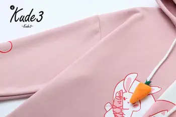 Kawaii Bunny Ucho Ženy Hoodie Roztomilý Králik Mačka Krásna Mikina Harajuku Mäkké Dievčatá Anime Ružový Pulóver Tepláková Súprava Vrchné Oblečenie 8446
