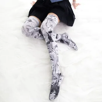 Kawaii Lolita Pančuchové Nohavice Tlač Pančuchy Anime 18 Komiksu Manga Lolita Ponožky Roztomilý Cosplay Stehna Vysoko Nad Kolená, Pančuchy Príslušenstvo