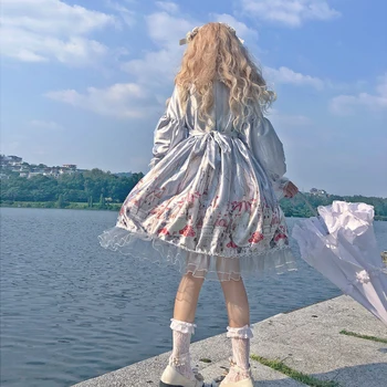 Kawaii Lolita šaty Patria Rozprávky Japonský Mäkké Dievča Bábiku Golier op Dlhý Rukáv Šaty Svetlo Lolita Denné šaty