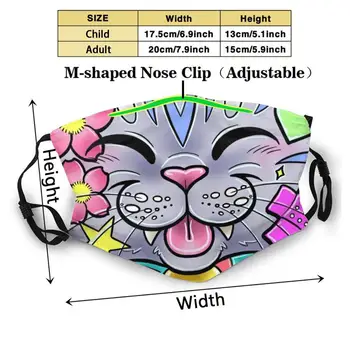 Kawaii Mačiatko Tvár Prachotesný Non-Jednorazové Úst Tvár Masku Pm2.5 Filtrov Pre Dieťa Masky Pre Dospelých Cat Kitten Roztomilé Anime Kawaii