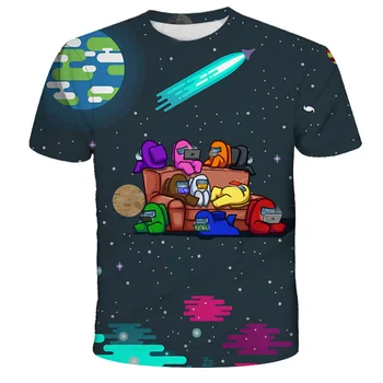 Kawaii Medzi Nami T-shirt deti Oblečenie O-Krku 3D Video Hry Impostor Cartoon Krátky Rukáv Street Style Streetwear Letné Topy