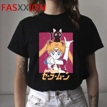 Kawaii Sailor Moon Harajuku T Shirt Ženy Cute Cat Anime Legrační Karikatúra T-shirt 90. rokov Grafické Tričko Fashion Top Tees Žena