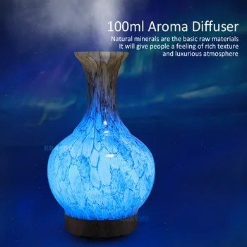 KBAYBO 100ml Zvlhčovač Vzduchu Arómu esenciálneho Oleja výustka s 7 farieb LED svetlo, Keramické vázy Aromaterapia chladné hmly pre domáce