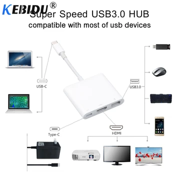 Kebidu USB C do kompatibilný s HDMI Typu C, USB 3.1 Rozbočovač USB-C, USB 3.0/ Typ C Ženské Nabíjačku Adaptér pre Nový Macbook, Dell XPS