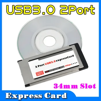 Kebidumei PCI Express USB 3.0, PCI-E Karty Adaptéra 5 gb / S PCMCIA Dual 2 Porty pre NEC Chipset 34 MM Slot ExpressCard Konvertor
