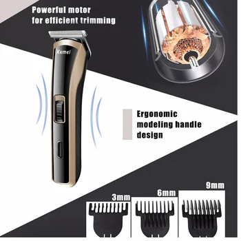 Kemei kaderníctvo hair clipper profesionálny zastrihávač vlasov pre mužov elektrické fúzy fréza vlasy rezací stroj ostrihať bezdrôtový šnúrový