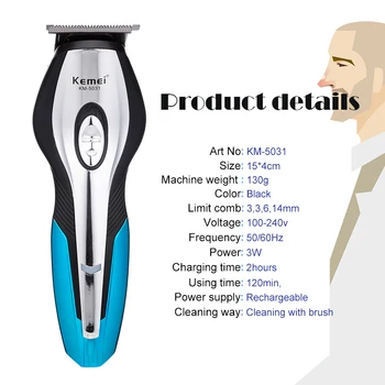 Kemei zastrihávač chĺpkov KM5031electric vlasy rezací stroj profesionálne clipper holenie brady nabíjateľná nástroje trimer cliper