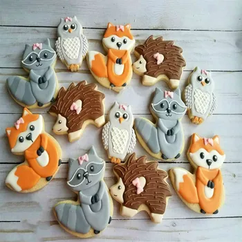 KENIAO Lesné Cookie Frézy, Set - 5 Ks - Jež, Líška, Sova, Zajac, Veverička animal Cookie Frézy - Nerezová Oceľ