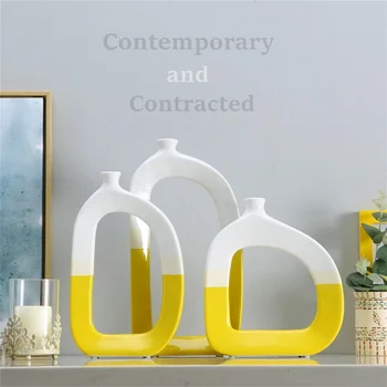 Keramická Váza Jednoduché Abstraktné A Tvorivé Modrá Žltá Umenie Model Dekorácie Remesiel Domáce Dekorácie, Ozdoby
