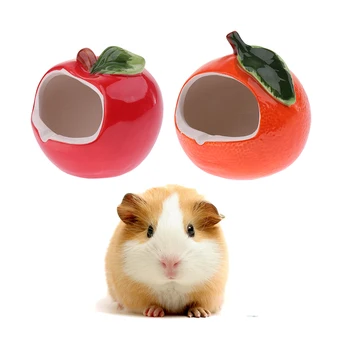 Keramické Cartoon Apple/Orange Tvar Škrečkov Dom Letné Chladenie Malých Zvierat Pet Hniezdnych Biotopov Klietky Príslušenstvo