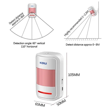 KERUI 433 MHz PIR Bezdrôtový Smart Infračervené Monitorovania Pre KERUI Systému Alarmu GSM PSTN Autodial Home Security Detektor Vnútorné