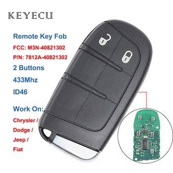 Keyecu 2 Tlačidlá Smart Remote Auto príveskom, 433Mhz s ID46 Čip pre Chrysler 300,pre Jeep,pre Dodge,pre Fiat, M3N-40821302