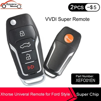 KEYECU Xhorse VVDI2 Universal 4 Tlačidlá Diaľkového Auto Kľúč pre Ford MINI Programátor VVDI Kľúčový Nástroj MAX anglická Verzia XEFO01EN
