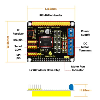 Keyestudio RPI L298P Motorového Pohonu Štít Pre Arduino/Raspberry Pi